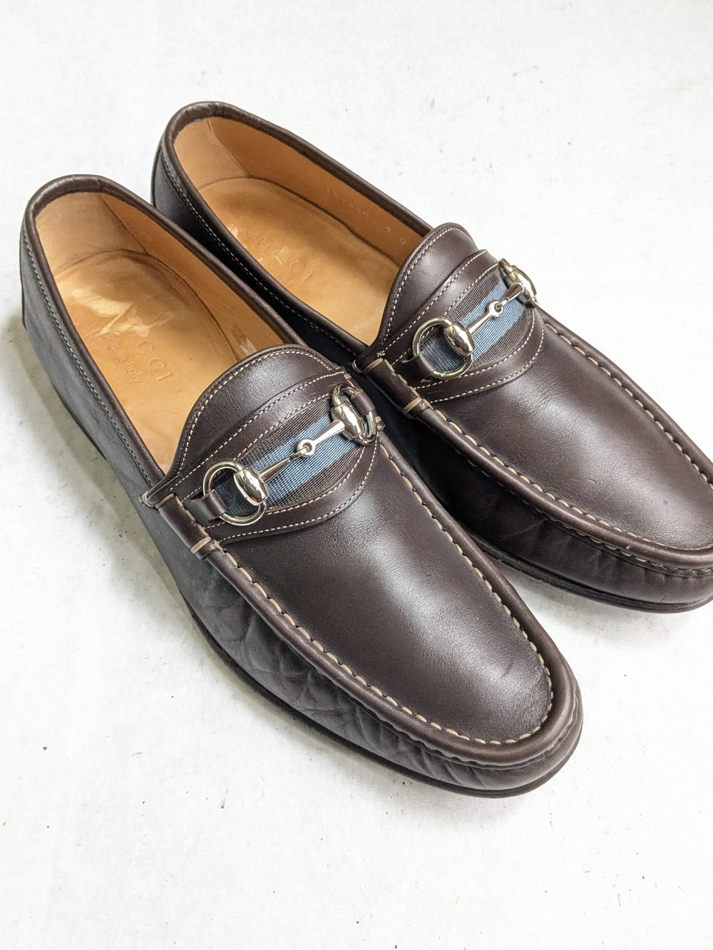 Gucci Horsebit Loafers Brown Men 9 D Leather Slip Ons Snaffle